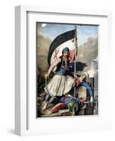 The Greek Rebellion, the Standard Bearer in Salona on Easter Day 1821-Louis Dupré-Framed Giclee Print