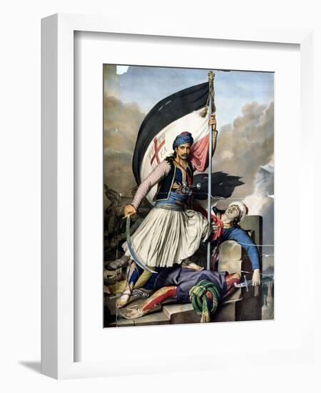 The Greek Rebellion, the Standard Bearer in Salona on Easter Day 1821-Louis Dupré-Framed Giclee Print