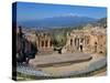 The Greek Theatre and Mount Etna, Taormina, Sicily, Italy-Peter Adams-Stretched Canvas