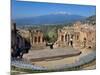 The Greek Theatre and Mount Etna, Taormina, Sicily, Italy-Peter Adams-Mounted Photographic Print