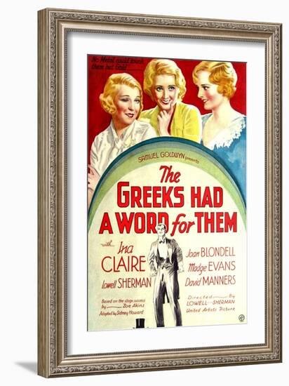 THE GREEKS HAD A WORD FOR THEM, from left: Ina Claire, Joan Blondell, Madge Evans, 1932-null-Framed Art Print