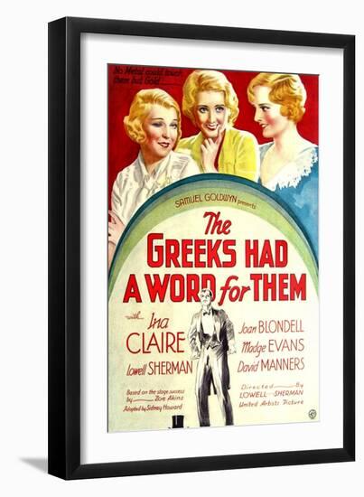 THE GREEKS HAD A WORD FOR THEM, from left: Ina Claire, Joan Blondell, Madge Evans, 1932-null-Framed Art Print