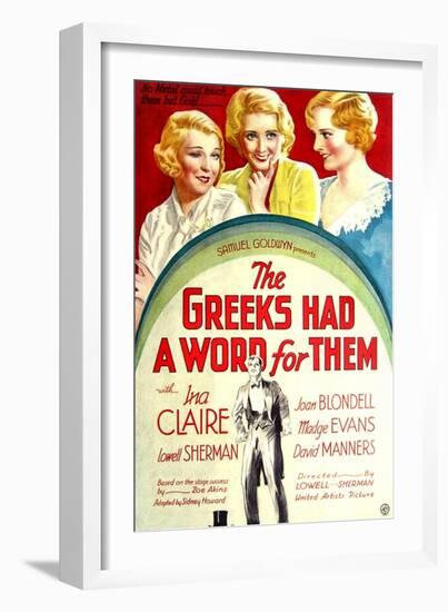 THE GREEKS HAD A WORD FOR THEM, from left: Ina Claire, Joan Blondell, Madge Evans, 1932-null-Framed Art Print