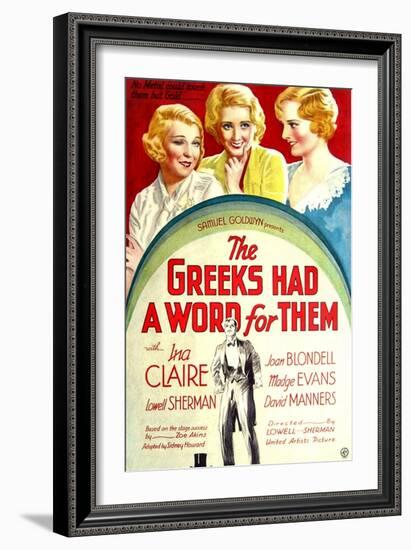 THE GREEKS HAD A WORD FOR THEM, from left: Ina Claire, Joan Blondell, Madge Evans, 1932-null-Framed Art Print
