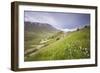 The green hills in bloom frame the medieval village, Castelluccio di Norcia, Umbria, Italy-Roberto Moiola-Framed Photographic Print