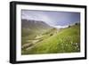 The green hills in bloom frame the medieval village, Castelluccio di Norcia, Umbria, Italy-Roberto Moiola-Framed Photographic Print