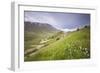 The green hills in bloom frame the medieval village, Castelluccio di Norcia, Umbria, Italy-Roberto Moiola-Framed Photographic Print