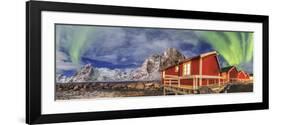 The Green Light of the Aurora Borealis Lights Up Fishermans Cabins-ClickAlps-Framed Photographic Print