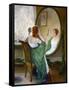 The Green Mirror-Guy Rose-Framed Stretched Canvas