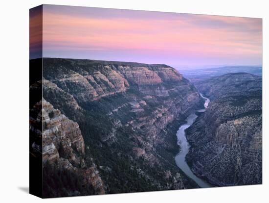 The Green River & Cliffs of Whirlpool Canyon at Dusk, Dinosaur National Monument, Utah, USA-Scott T. Smith-Stretched Canvas