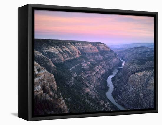 The Green River & Cliffs of Whirlpool Canyon at Dusk, Dinosaur National Monument, Utah, USA-Scott T. Smith-Framed Stretched Canvas