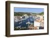 The green vegetation frames the medieval town and harbour, Bonifacio, Corsica, France, Mediterranea-Roberto Moiola-Framed Photographic Print