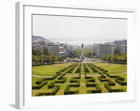 The Greenery of the Parque Eduard VII Runs Towards the Marques De Pombal Memorial in Central Lisbon-Stuart Forster-Framed Photographic Print