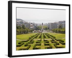 The Greenery of the Parque Eduard VII Runs Towards the Marques De Pombal Memorial in Central Lisbon-Stuart Forster-Framed Photographic Print