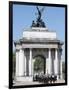 The Grenadier Guards pass through Wellington Arch at Hyde Park Corner-Associated Newspapers-Framed Photo