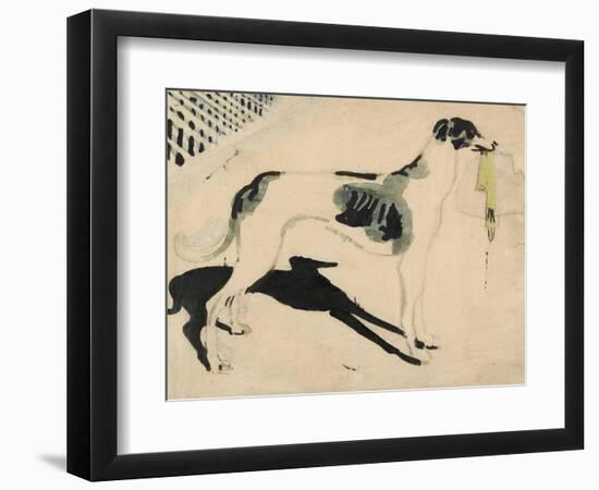 The Grey Hound with the Glove (W/C & Graphite on Paper)-William Nicholson-Framed Giclee Print