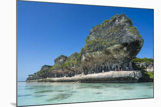 The grey Lekiny cliffs, Ouvea, Loyalty Islands, New Caledonia, Pacific-Michael Runkel-Mounted Photographic Print