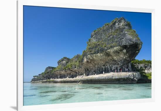 The grey Lekiny cliffs, Ouvea, Loyalty Islands, New Caledonia, Pacific-Michael Runkel-Framed Photographic Print