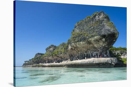 The grey Lekiny cliffs, Ouvea, Loyalty Islands, New Caledonia, Pacific-Michael Runkel-Stretched Canvas