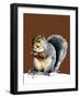 The Grey Squirrel on Burnt Orange, 2020, (Pen and Ink)-Mike Davis-Framed Giclee Print