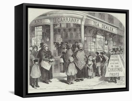 The Grocer's Shop at Christmas-Myles Birket Foster-Framed Stretched Canvas