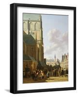 The Grote Markt, Haarlem, Looking West-Gerrit Adriaensz Berckheyde-Framed Giclee Print