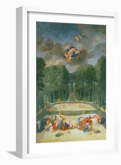 The Groves of Versailles. View of the Theatre of Water with Nymphs Waiting to Receive Psyche-Jean the Younger Cotelle-Framed Giclee Print