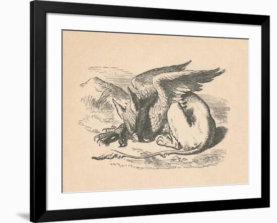 'The Gryphon asleep in the sun', 1889-John Tenniel-Framed Premium Giclee Print