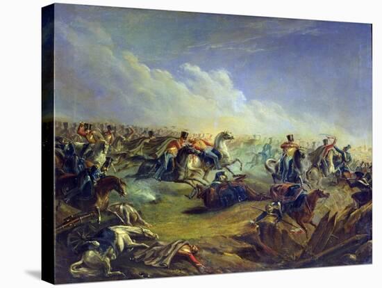 The Guard Hussars Attacking Near Warsaw on August 26Th, 1831, 1837-Mikhail Yuryevich Lermontov-Stretched Canvas