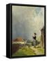 The Guard-Carl Spitzweg-Framed Stretched Canvas