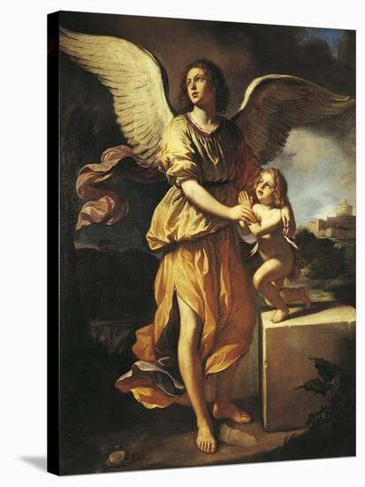 The Guardian Angel, 1641-Giovanni Francesco Barbieri-Stretched Canvas