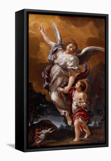 The Guardian Angel (After Pietro Da Corton)-Ciro Ferri-Framed Stretched Canvas