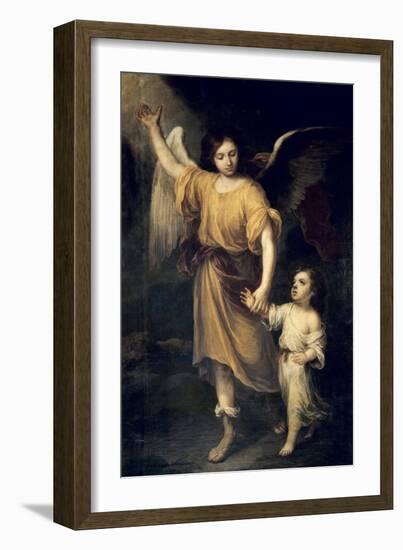 The Guardian Angel-Bartolome Esteban Murillo-Framed Art Print