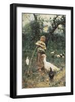 The Guardian of the Chickens, 1877-Francesco Paolo Michetti-Framed Giclee Print