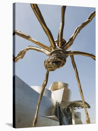 The Guggenheim, Designed by Architect Frank Gehry, and Giant Spider Sculpture by Louise Bourgeois-Christian Kober-Stretched Canvas
