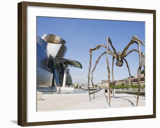 The Guggenheim, Designed by Architect Frank Gehry, and Giant Spider Sculpture by Louise Bourgeois-Christian Kober-Framed Photographic Print