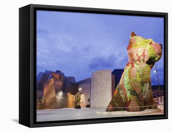 The Guggenheim, Designed by Architect Frank Gehry, and Puppy, the Sculpture by Jeff Koons-Christian Kober-Framed Stretched Canvas