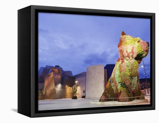 The Guggenheim, Designed by Architect Frank Gehry, and Puppy, the Sculpture by Jeff Koons-Christian Kober-Framed Stretched Canvas