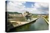 The Guggenheim Museum of Contemporary Art of Bilbao (Bilbo) on the river Ibaizabal, located on t...-null-Stretched Canvas