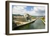 The Guggenheim Museum of Contemporary Art of Bilbao (Bilbo) on the river Ibaizabal, located on t...-null-Framed Photographic Print