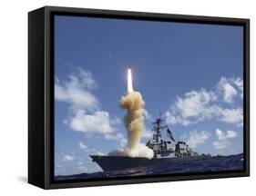 The Guided-missile Destroyer USS Fitzgerald Launches a Standard Missile-3-Stocktrek Images-Framed Stretched Canvas
