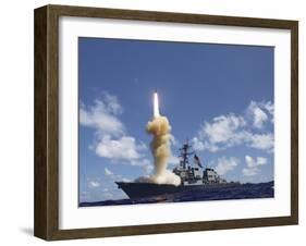 The Guided-missile Destroyer USS Fitzgerald Launches a Standard Missile-3-Stocktrek Images-Framed Photographic Print