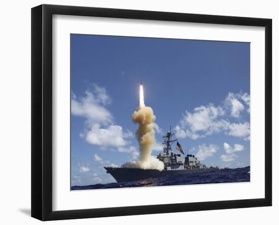 The Guided-missile Destroyer USS Fitzgerald Launches a Standard Missile-3-Stocktrek Images-Framed Photographic Print