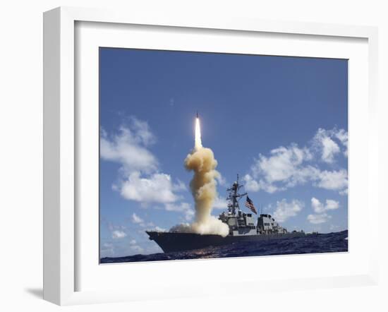 The Guided-missile Destroyer USS Fitzgerald Launches a Standard Missile-3-Stocktrek Images-Framed Photographic Print