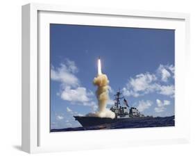 The Guided-missile Destroyer USS Fitzgerald Launches a Standard Missile-3-Stocktrek Images-Framed Photographic Print