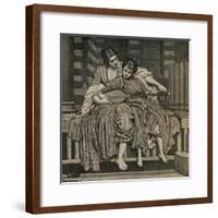 The Guitar Lesson. by A. Bellenger. Painting by Frederick Leighton (1830-1896)-null-Framed Giclee Print