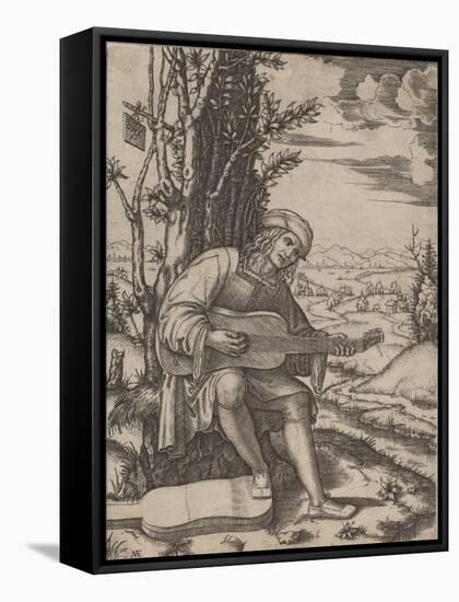 The Guitar Player-Marcantonio Raimondi-Framed Stretched Canvas