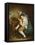 The Guitarist-Jean Baptiste Greuze-Framed Stretched Canvas