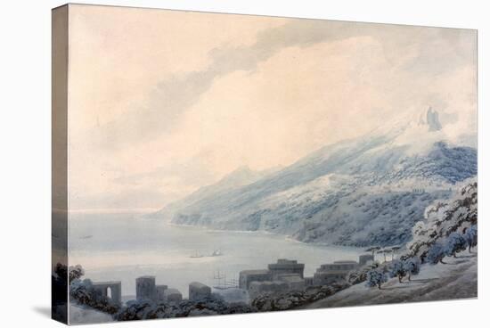 The Gulf of Salerno - Raito from Vietri (Pencil & W/C on Paper)-John Robert Cozens-Stretched Canvas