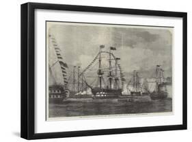 The Gun-Boats Passing Through the Line-Of-Battle Ships-George Henry Andrews-Framed Giclee Print
